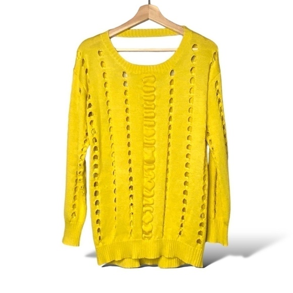Yellow Knit Women's Sweater - Picture 1 of 8